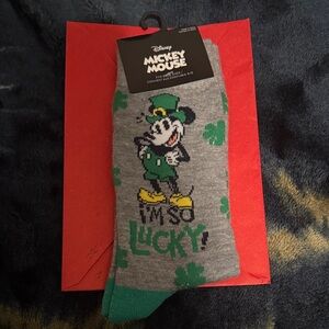 Disney Mickey Mouse Gray and Green Lucky Socks